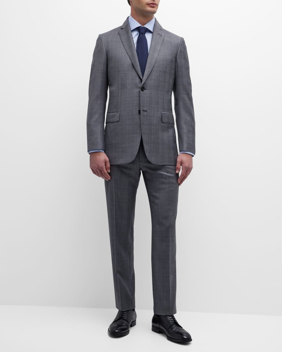 

Мужской клетчатый шерстяной костюм Brioni