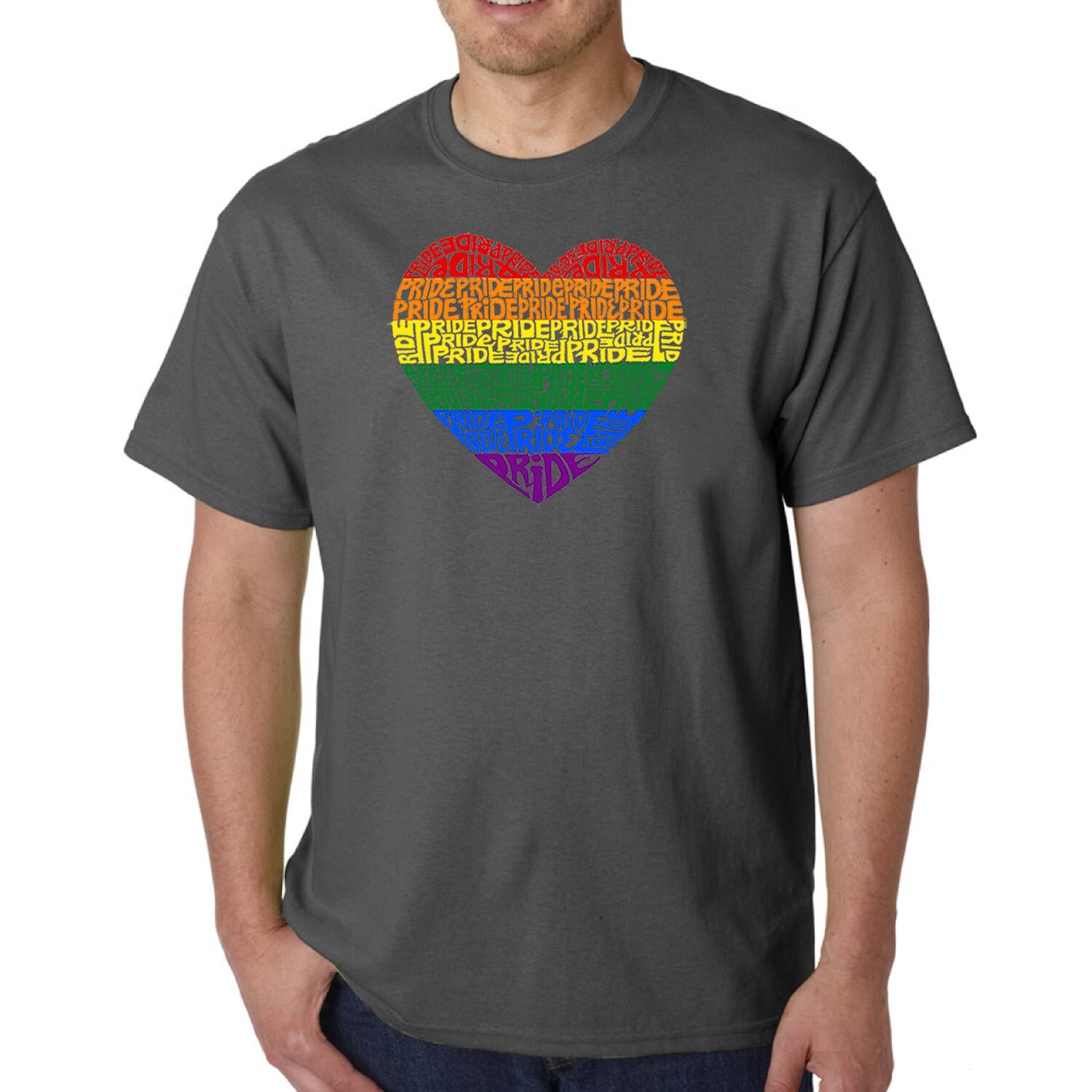 

Pride Heart - мужская футболка с рисунком Word Art LA Pop Art, серый