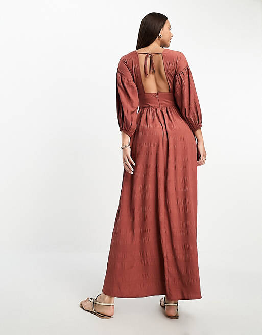 

Ржавое платье миди с фактурной решеткой ASOS DESIGN Tall