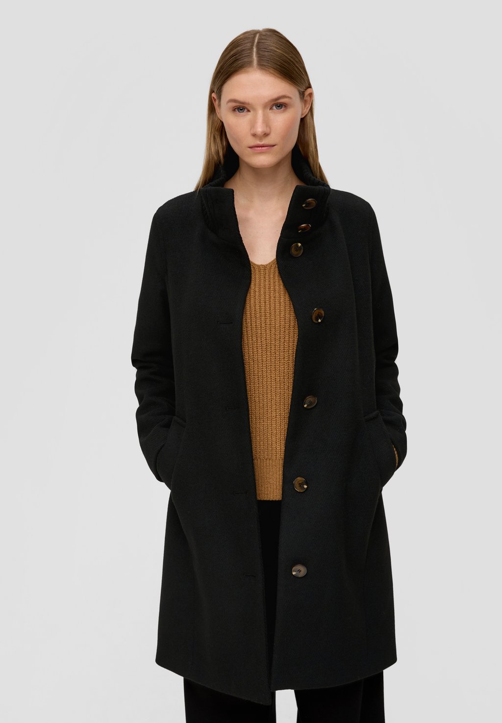 Классическое пальто MANTEL MIT TWILL STRUKTUR s.Oliver, цвет schwarz классическое пальто mantel comma цвет schwarz