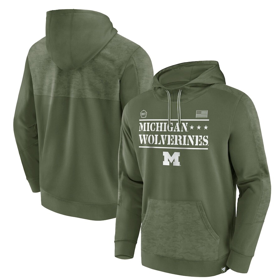 

Пуловер с капюшоном Fanatics Branded Michigan Wolverines, оливковый