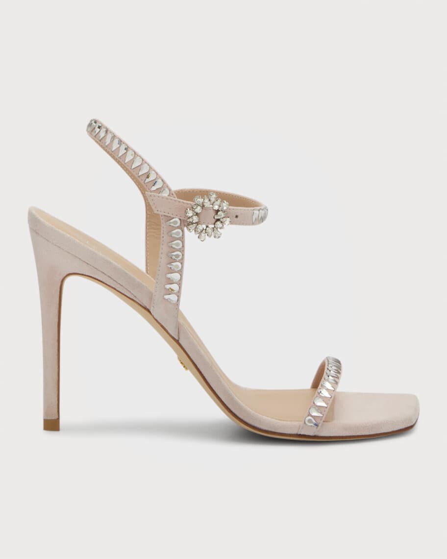 

Замшевые сандалии на шпильке с кристаллами Gemcut Stuart Weitzman