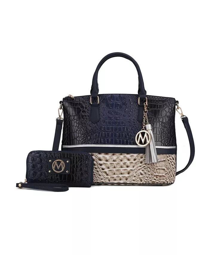 

Осенняя большая сумка из крокодиловой кожи с кошельком от Mia k Mkf Collection, синий
