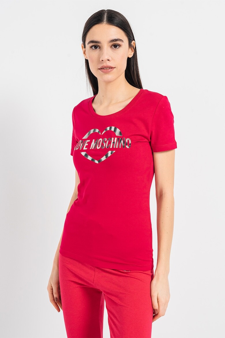 

Футболка с овальным вырезом и логотипом Love Moschino, красный