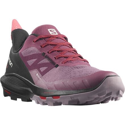

Походные кроссовки Outpulse GTX женские Salomon, цвет Tulipwood/Black/Poppy Red