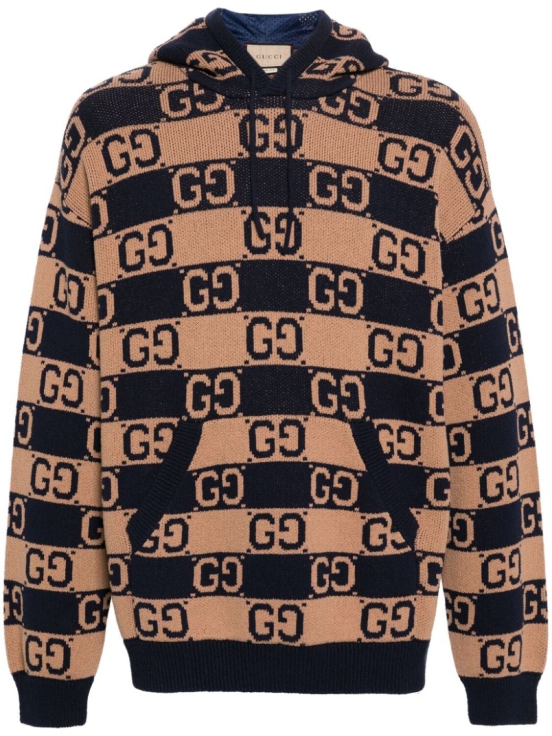 

Gucci худи вязки интарсия с узором GG Supreme, коричневый