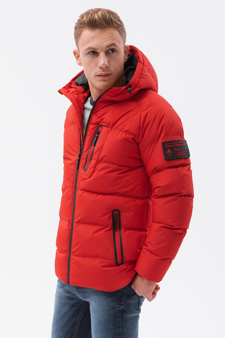 Стеганая зимняя куртка с капюшоном Ombre, красный