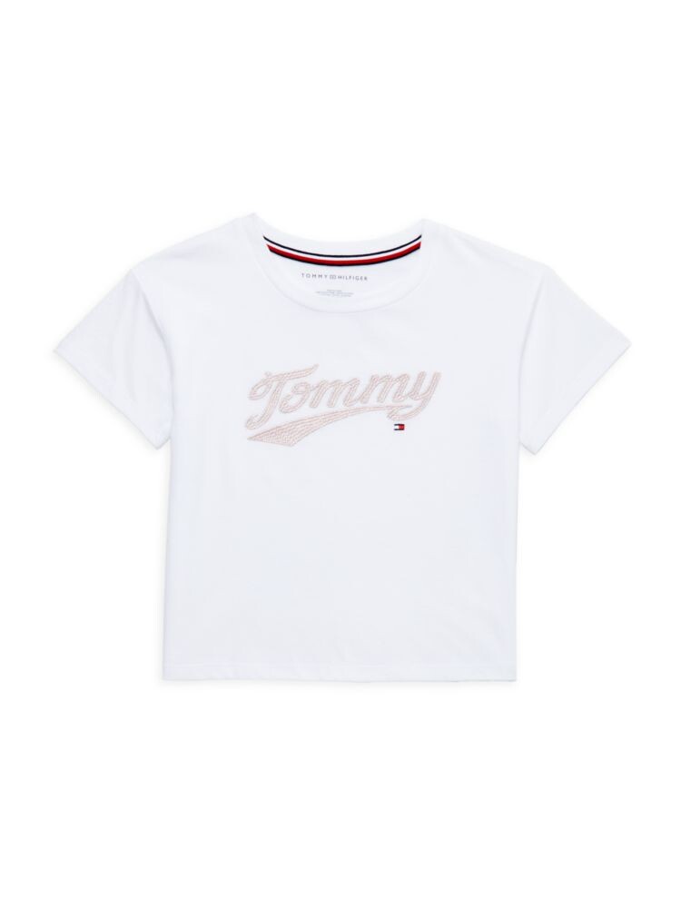 

Свободная футболка с графическим логотипом для девочек Tommy Hilfiger, белый