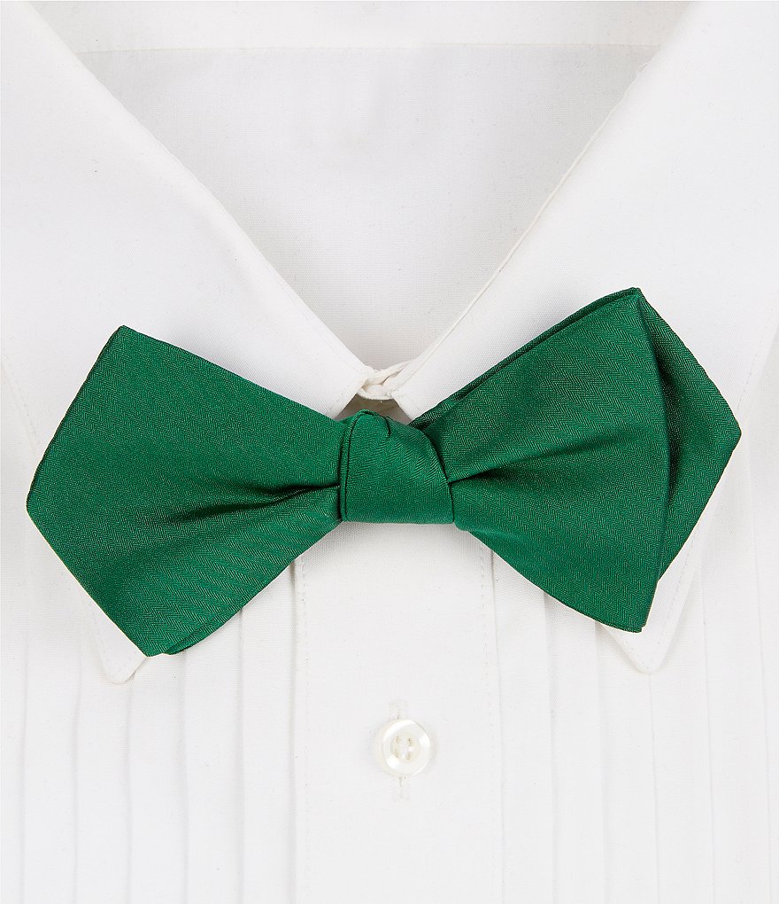 Тонкий однотонный шелковый галстук-бабочка Cremieux с предварительной завязкой, зеленый