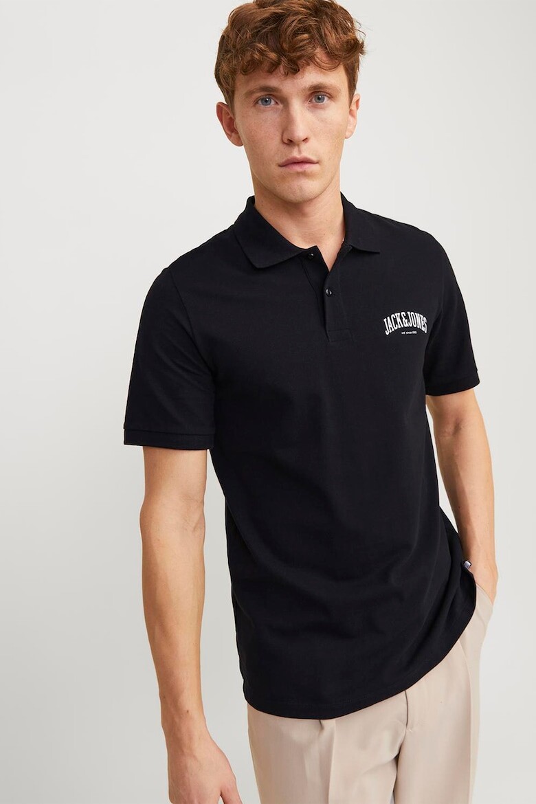 

Футболка с воротником и логотипом Jack & Jones, черный