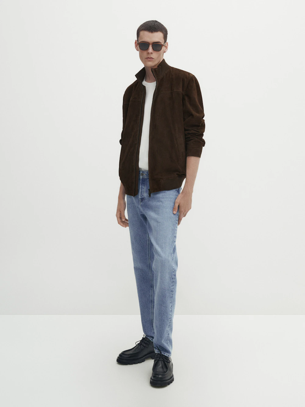 

Куртка Massimo Dutti Suede Leather, темный хаки