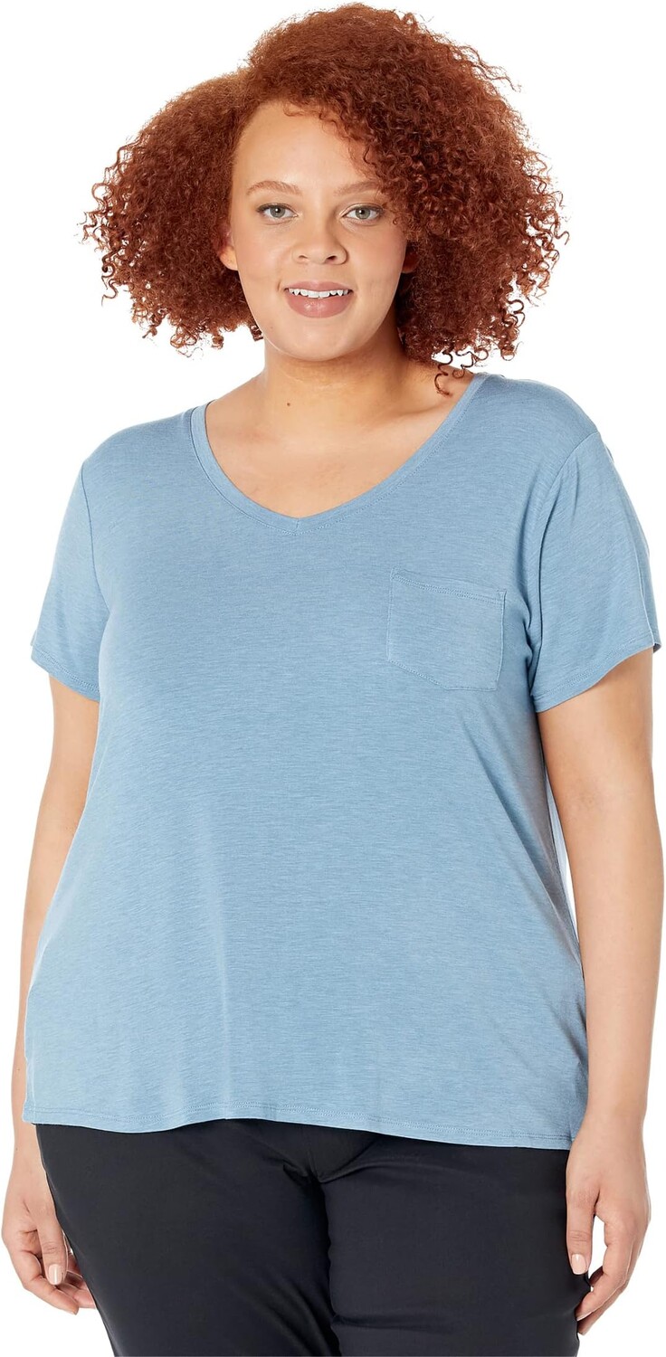 

Топ Prana Plus Size Foundation Short Sleeve, цвет Sea Mist Heather