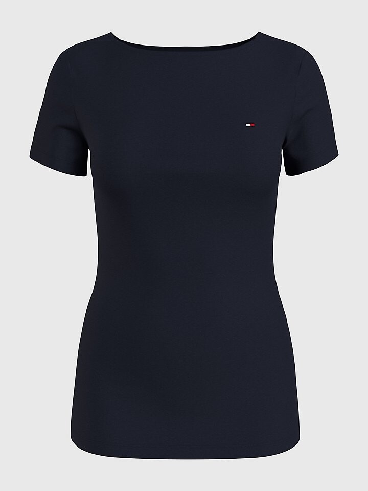 

Однотонная футболка с вырезом лодочкой Tommy Hilfiger