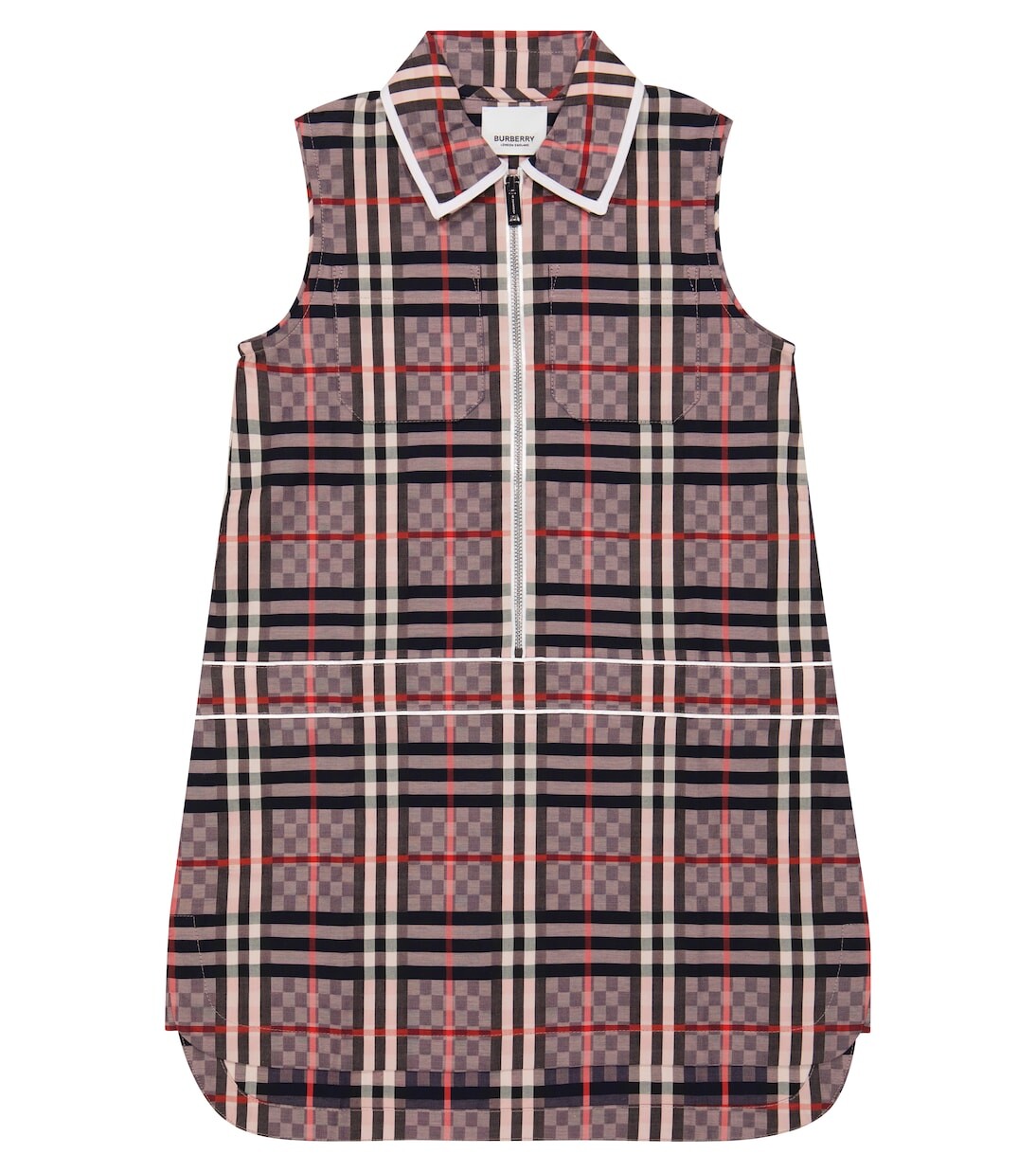 Платье в клетку vintage check из смесового хлопка Burberry Kids, мультиколор платье из хлопка в клетку burberry kids мультиколор