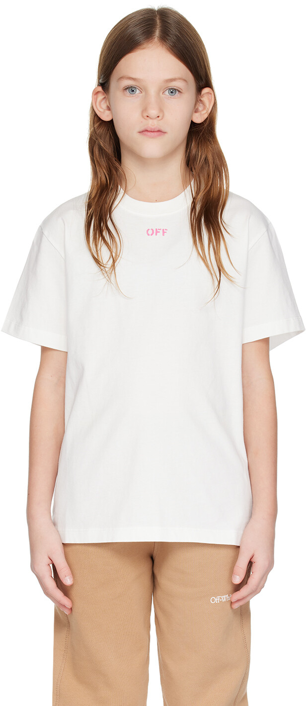 

Детская белая футболка с печатью Off-White