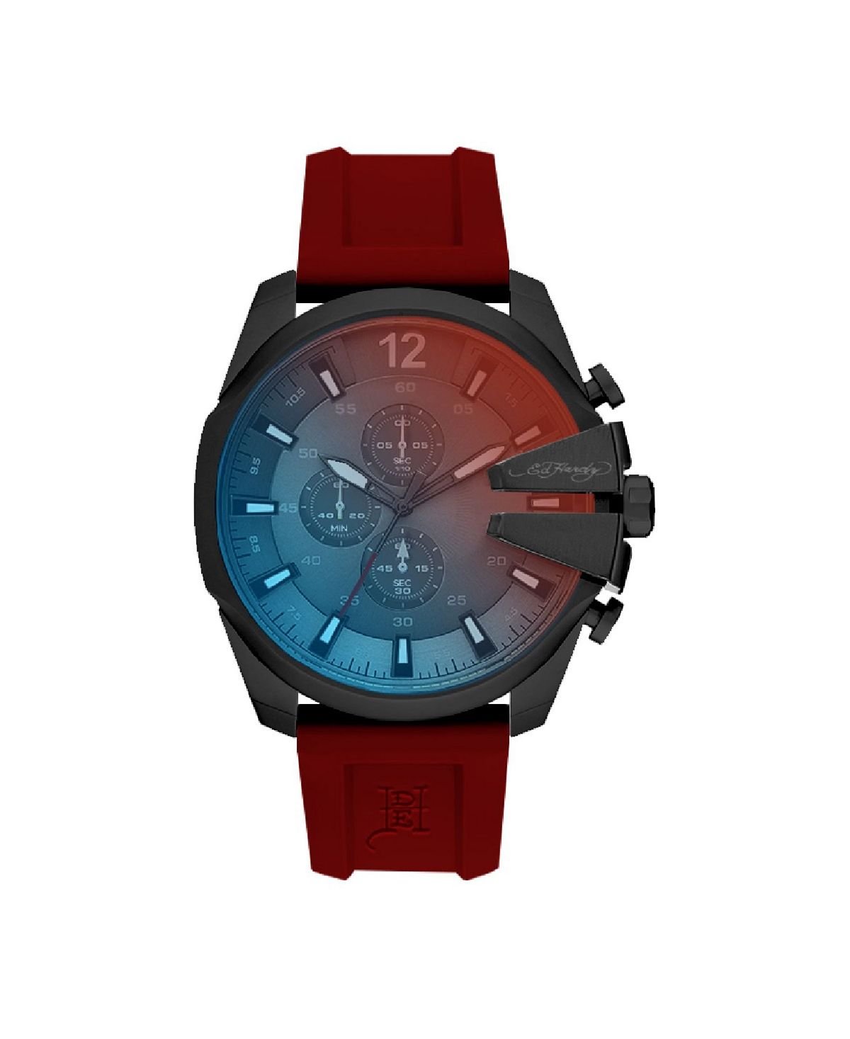 цена Мужские часы с красным силиконовым ремешком 53 мм Ed Hardy