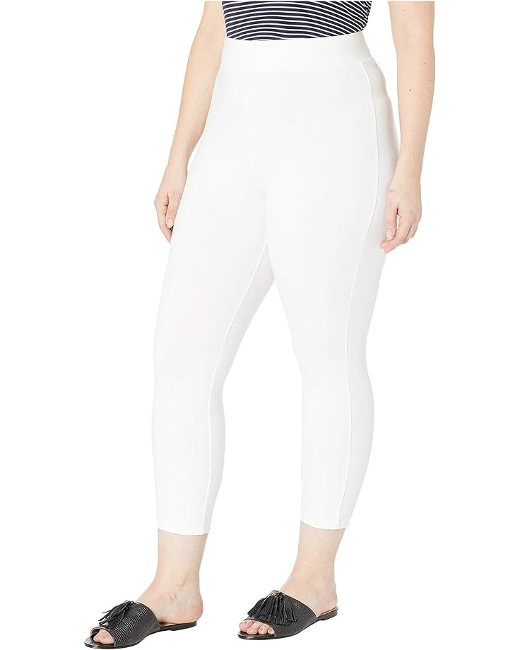 

Брюки HUE Plus Size Wide Waistband Blackout Cotton Capri Leggings, белый