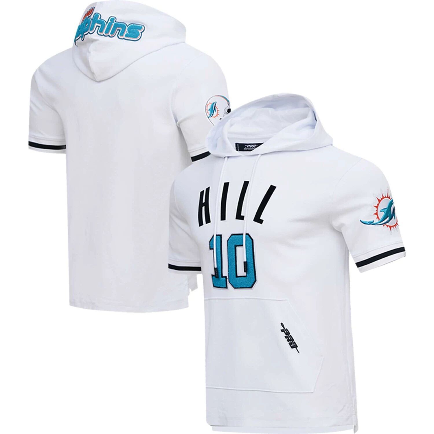 

Мужская футболка Pro Standard Tyreek Hill White Miami Dolphins с именем и номером игрока с капюшоном
