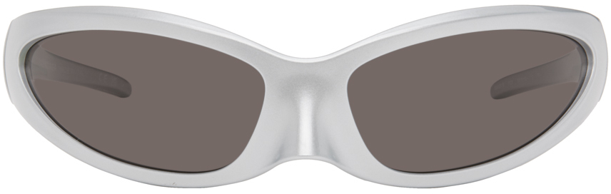 Серебряные солнцезащитные очки в форме кошки Balenciaga