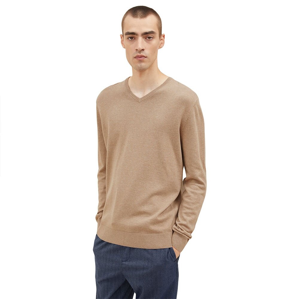 Свитер Tom Tailor Simple Knitted V-Neck, коричневый