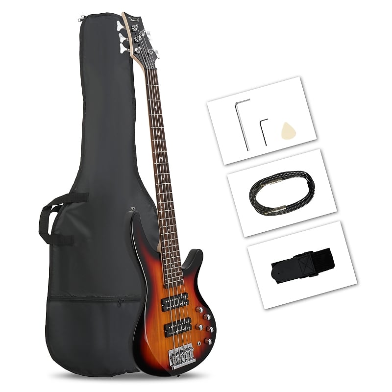 Басс гитара Glarry Sunset GIB 5 String Bass Guitar Full Size Open-coil HH Pickup