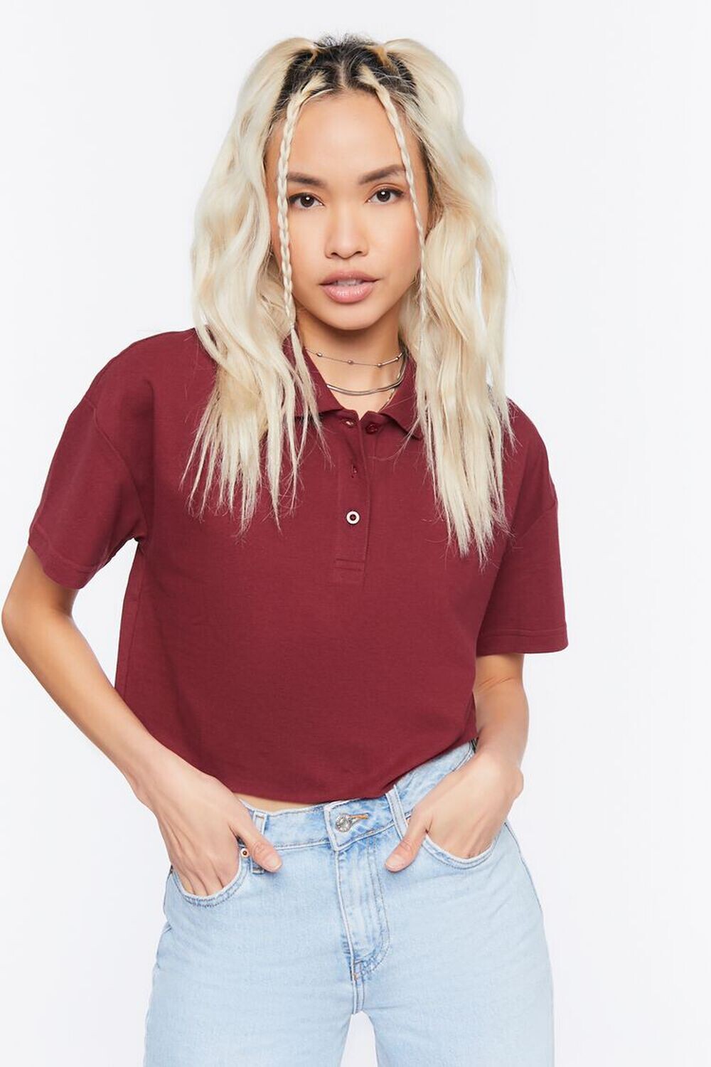

Укороченная рубашка-поло Forever 21, мерло