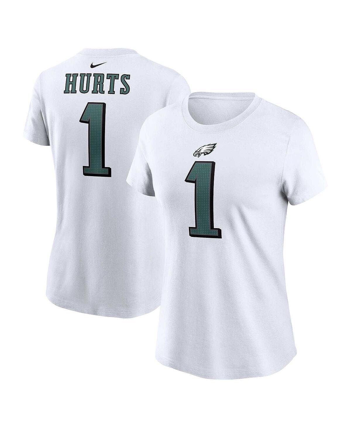 Женская белая футболка Jalen Hurts Philadelphia Eagles с именем и номером игрока Nike, белый
