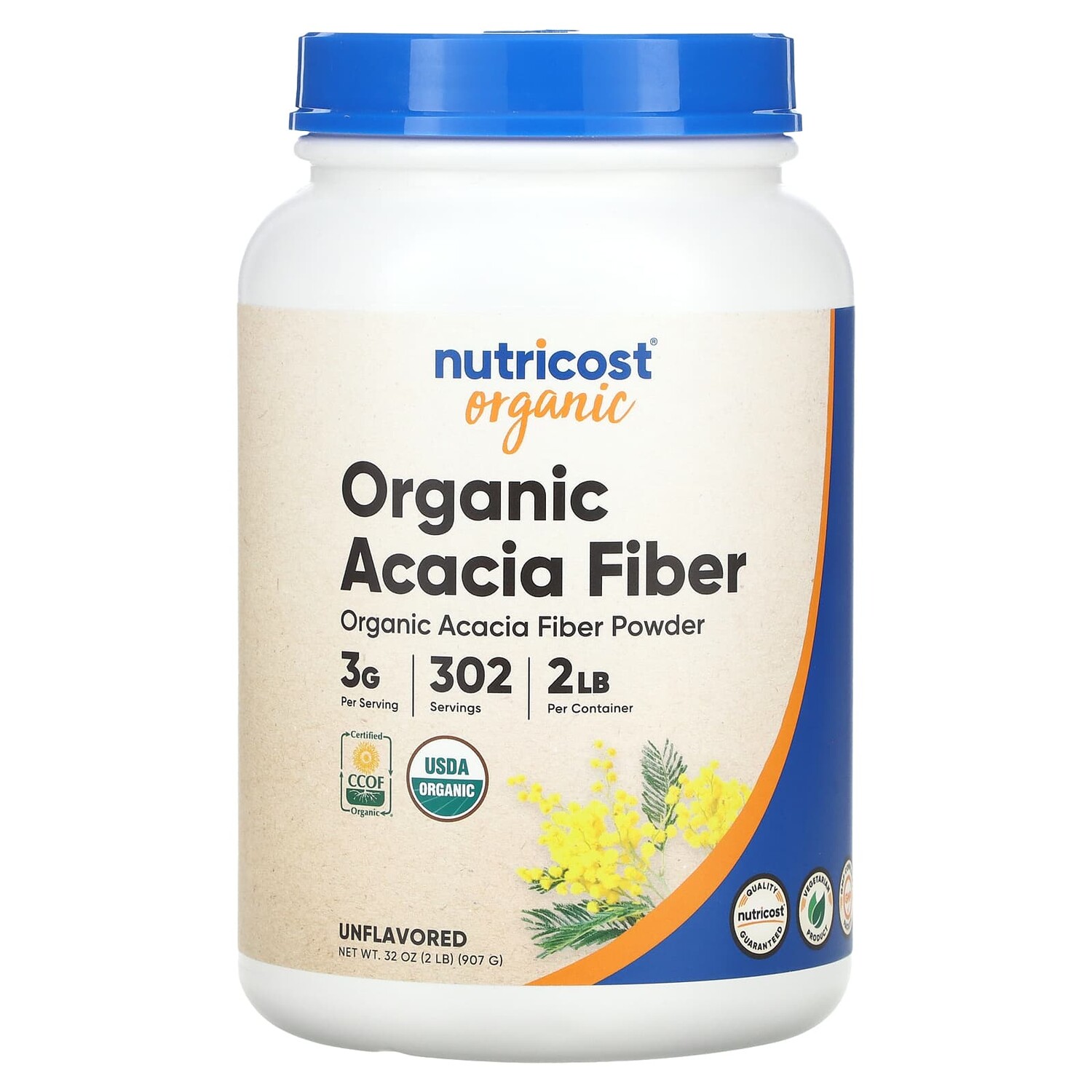 

Порошок из органической клетчатки акации, без добавок, 907 г (32 унции), Nutricost