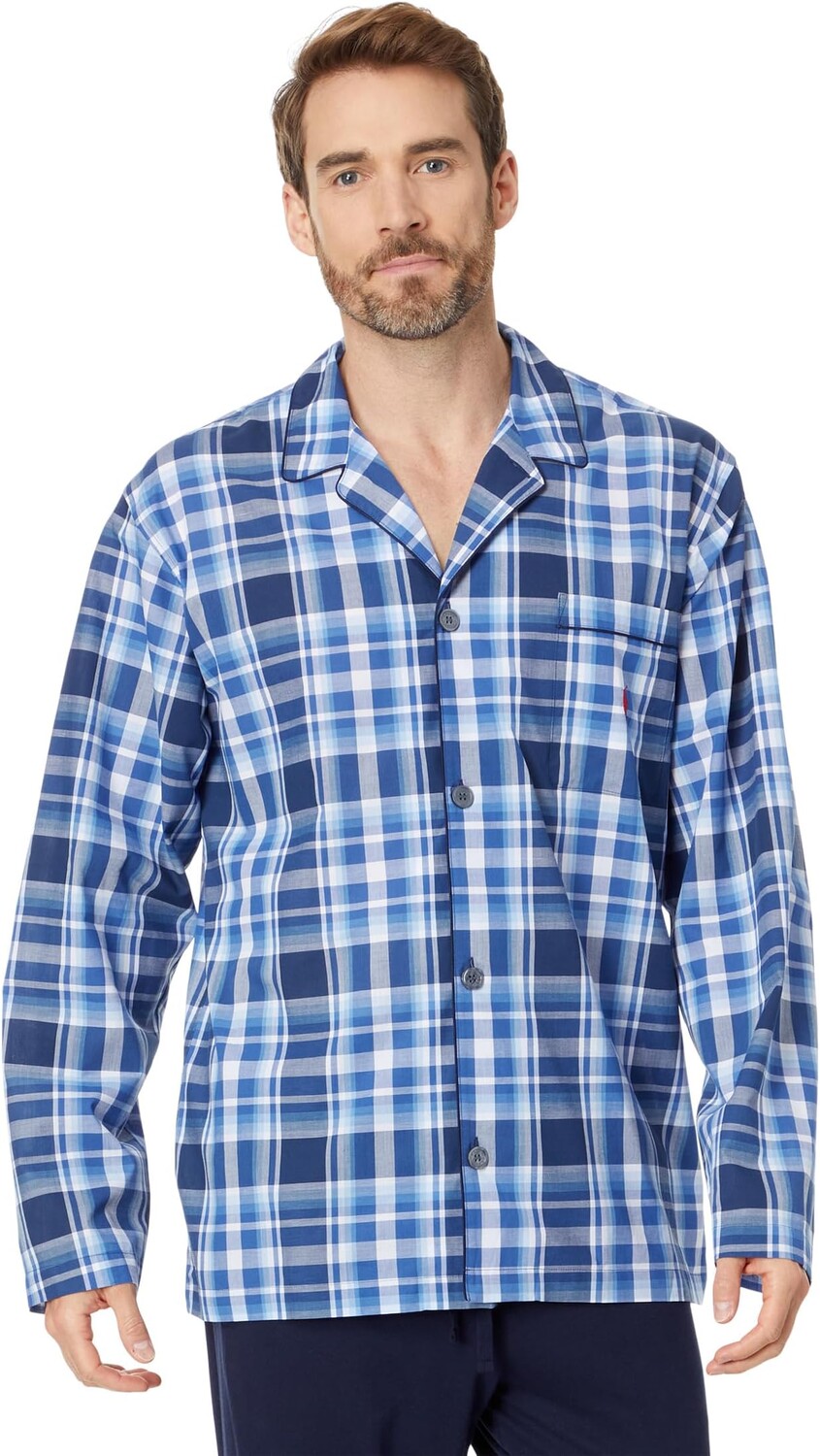 

Пижамная рубашка с длинными рукавами из ткани Yarn-Dye Polo Ralph Lauren, цвет Monroe Plaid/RL2000 Red Pony Player