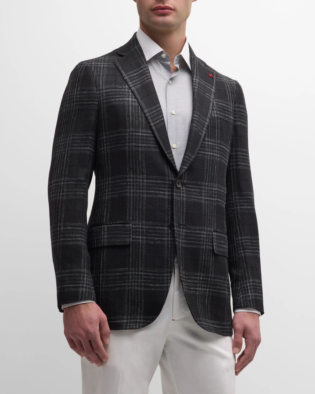 

Мужское спортивное пальто в клетку Isaia, цвет Black