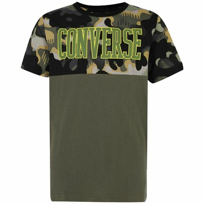 

Желтая детская футболка с короткими рукавами Converse Blocked Camo