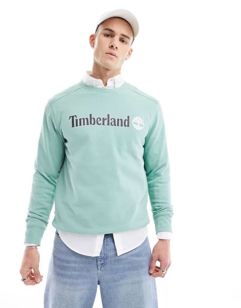 

Светло-зеленый свитшот Timberland с большой надписью-логотипом