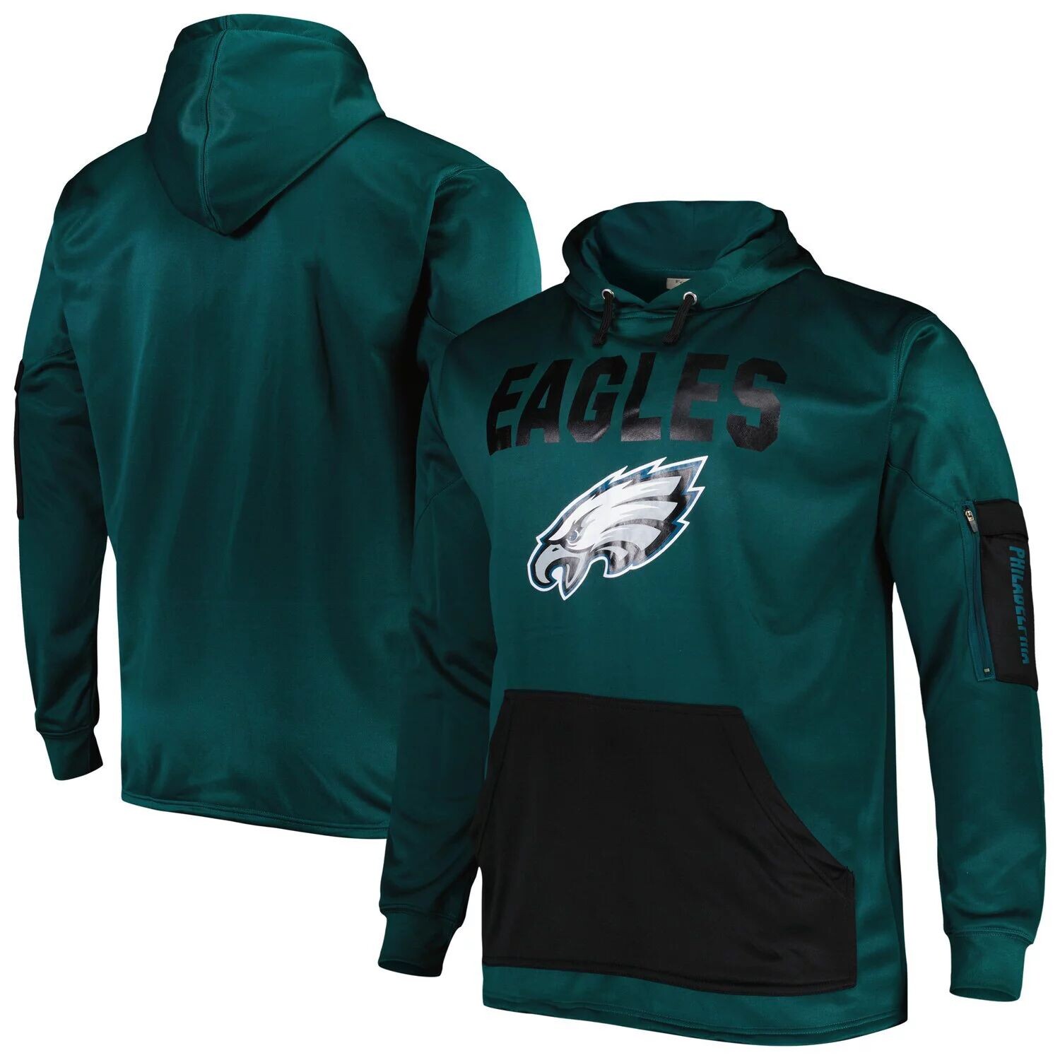

Мужской пуловер с капюшоном темно-зеленого цвета Philadelphia Eagles с логотипом Fanatics