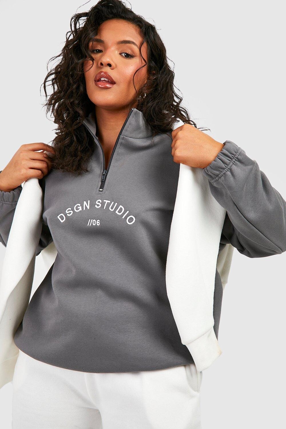 

Свитшот plus dsgn studio на половинной молнии Boohoo, угольный