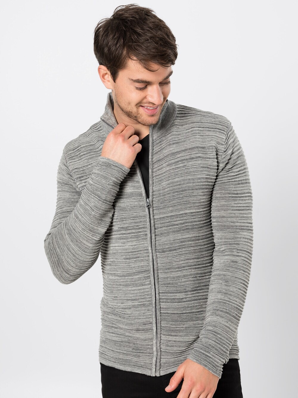 

Вязаный кардиган стандартного кроя !Solid Knit - Struan Zip, пестрый серый