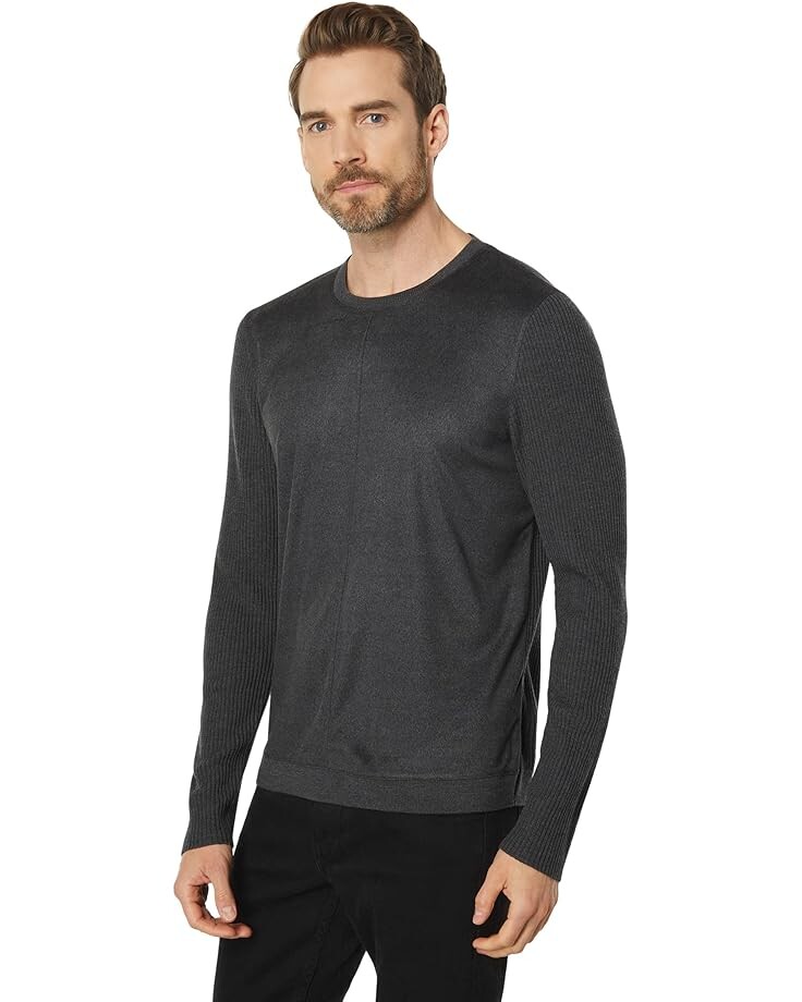 

Свитер John Varvatos Regular Fit Long Sleeve Crew with Trim K3650Y3, цвет Charcoal