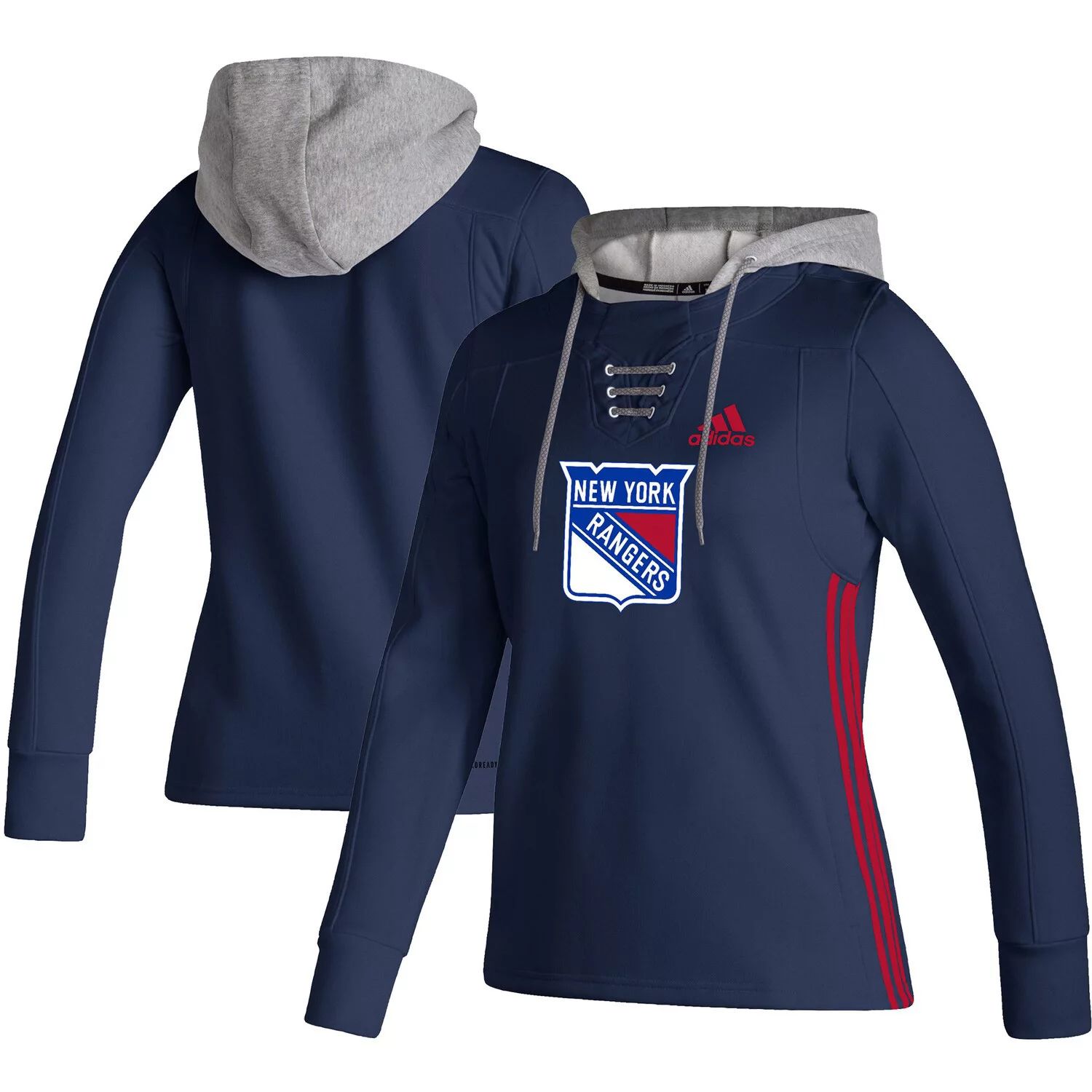 

Женская темно-синяя толстовка с капюшоном adidas New York Rangers Skate Lace AEROREADY adidas, Синий