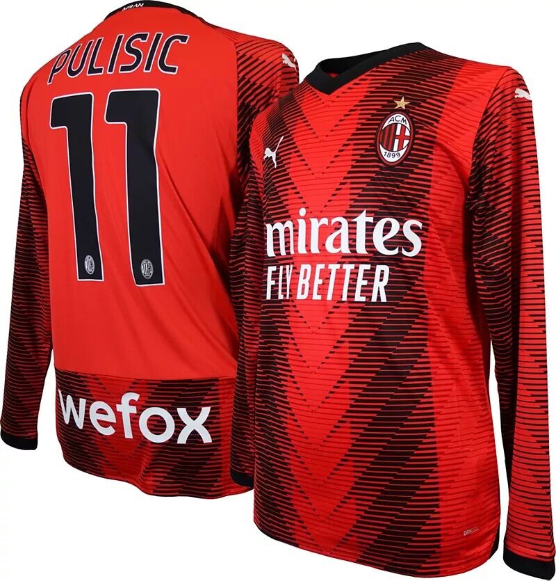 

Puma AC Milan Christian Pulisic #11 Домашняя реплика Джерси с длинным рукавом