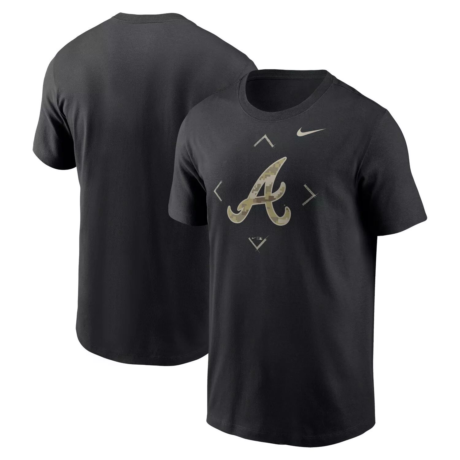 Мужская черная футболка с камуфляжным логотипом Nike Atlanta Braves