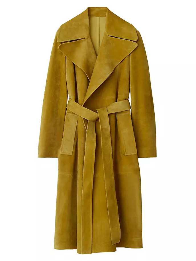 

Замшевый тренч с поясом Burberry, цвет manilla