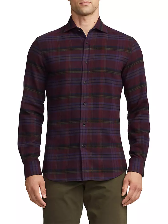 

Фланелевая рубашка в клетку на пуговицах спереди Ralph Lauren Purple Label, мультиколор