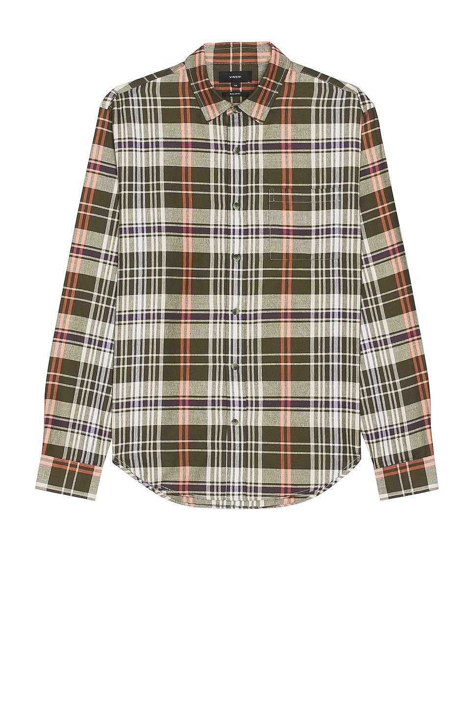 

Рубашка Vince Santa Barbara Plaid Long Sleeve, цвет Olive Cove & Desert Sky