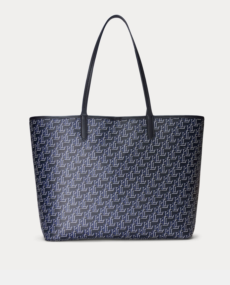 Большая темно-синяя сумка-тоут Collins с монограммой Lauren Ralph Lauren, темно-синий