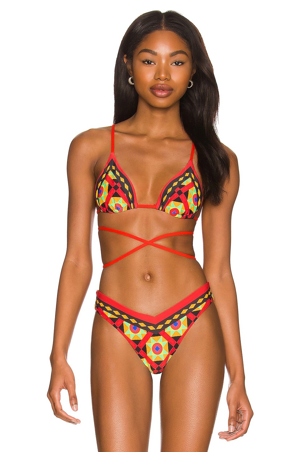 

Топ бикини WeWoreWhat Cooper Wrap, цвет Black Multi