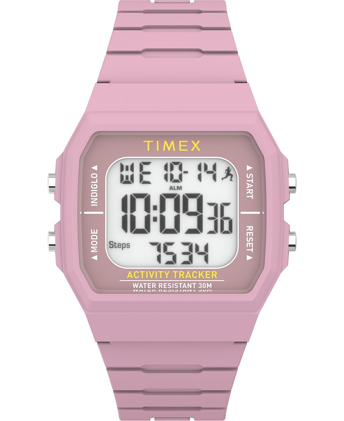 Унисекс цифровые цифровые часы Ironman Classic розовые, силиконовые, 40 мм Timex, розовый фото