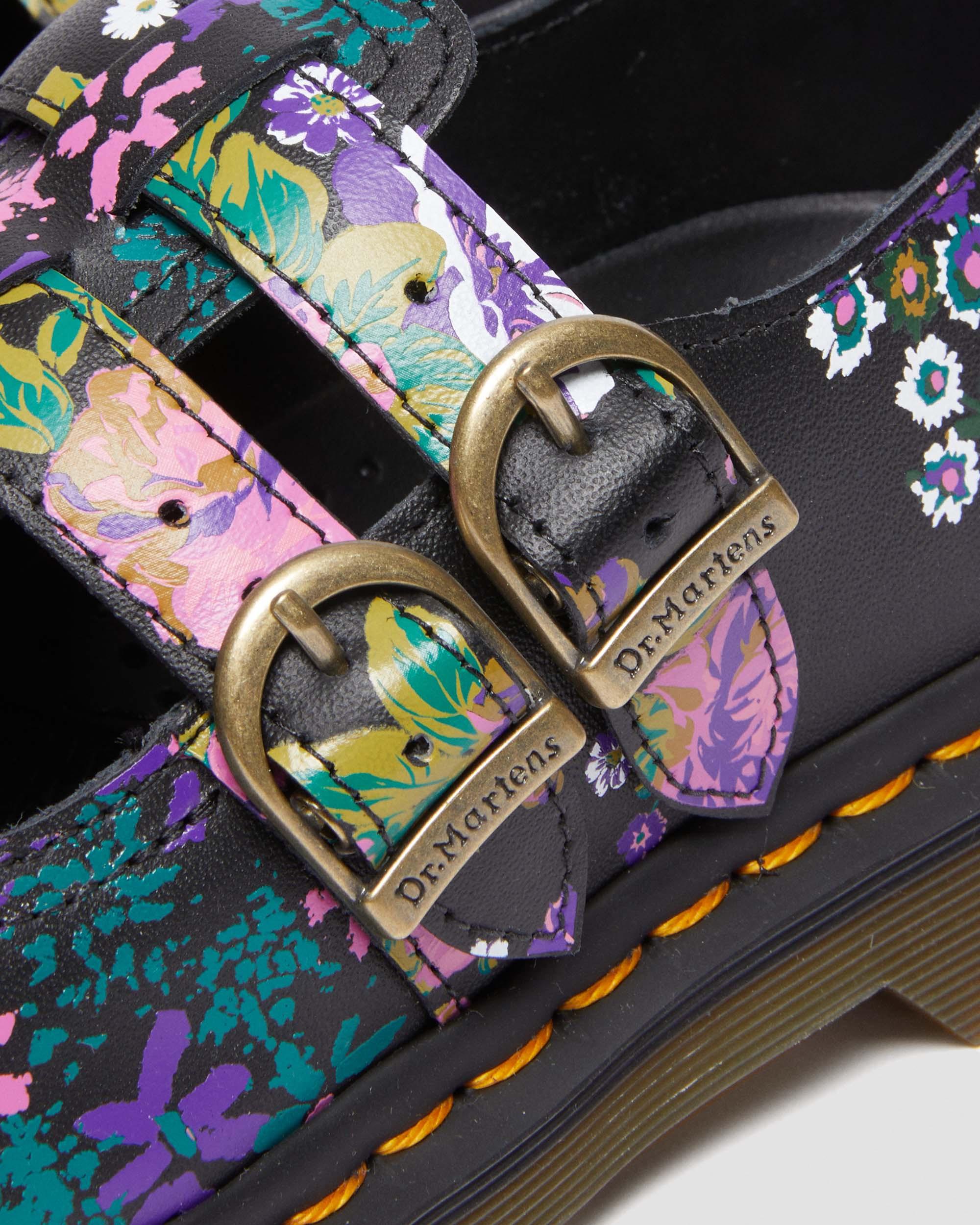 8065 Винтажные кожаные туфли Мэри Джейн с цветочным принтом Dr. Martens