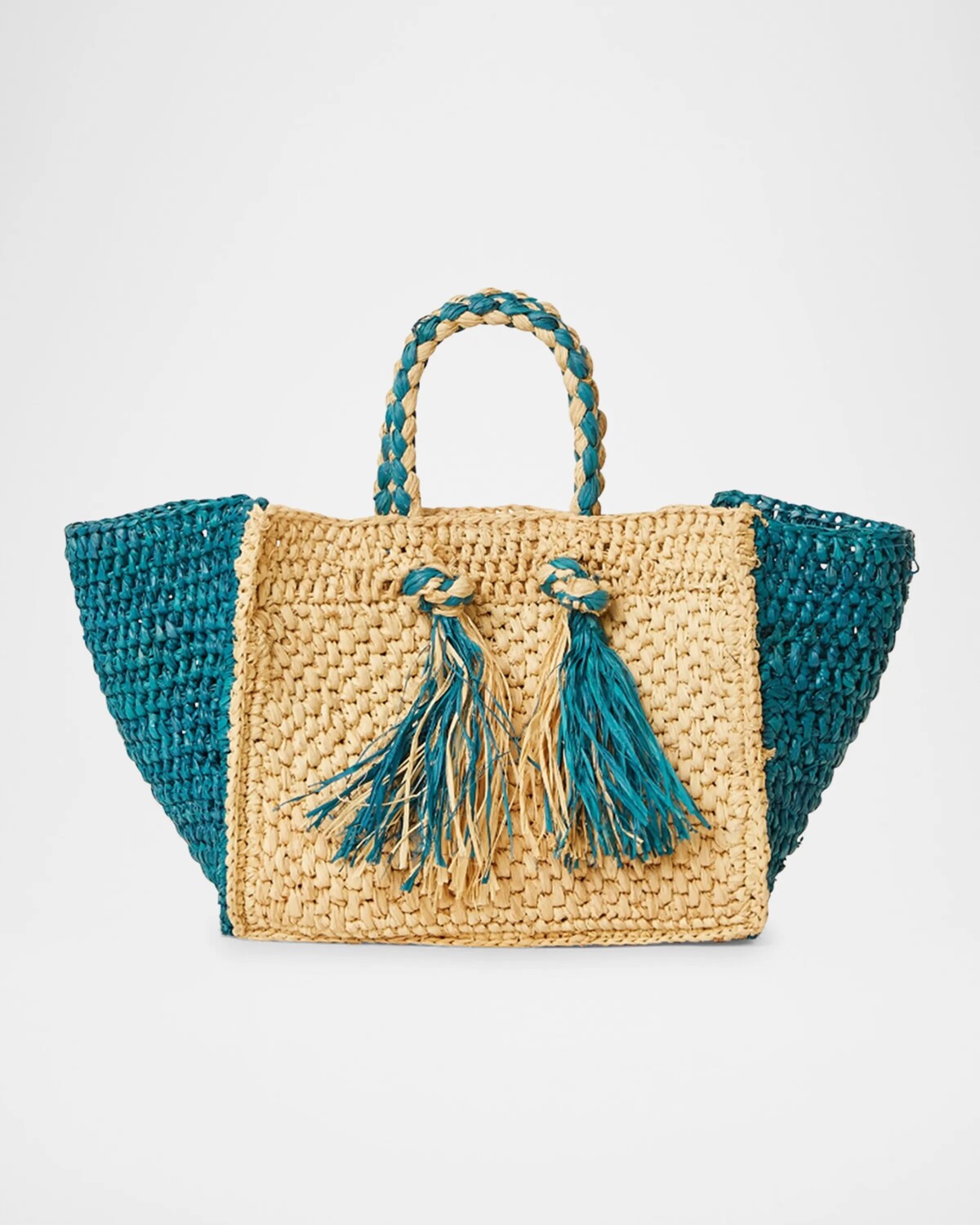 

Сумка-тоут Lucas Mini из рафии с кисточками Btb Los Angeles, цвет Naturalturquoise