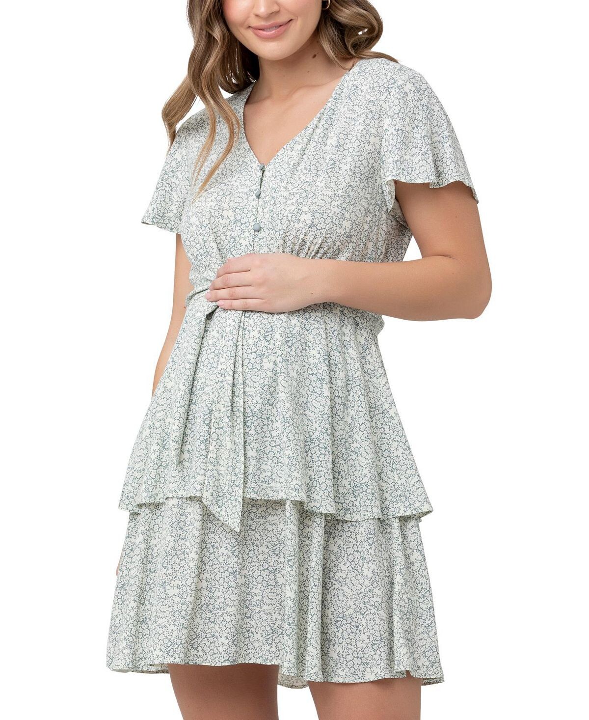 

Многослойное платье с цветочным принтом и пуговицами для беременных Lulu Ripe Maternity