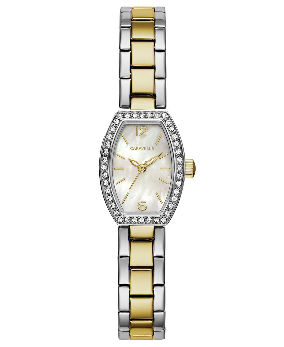 цена Женские двухцветные часы-браслет из нержавеющей стали 18x24 мм Caravelle