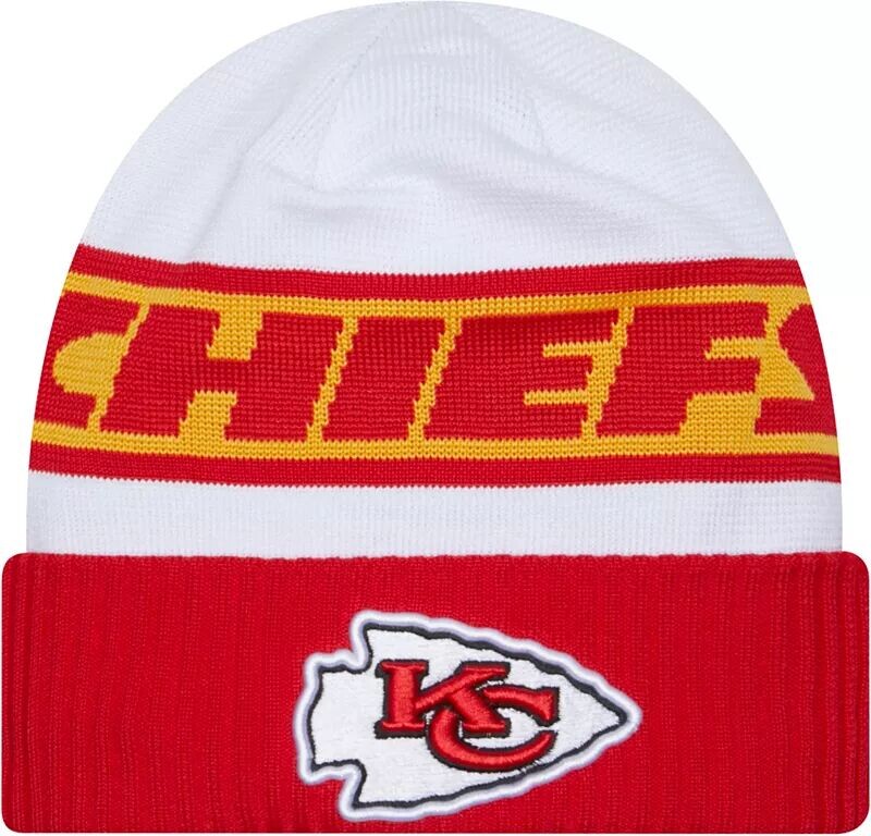 

Мужская белая вязаная шапка New Era Kansas City Chiefs 2023 Sideline
